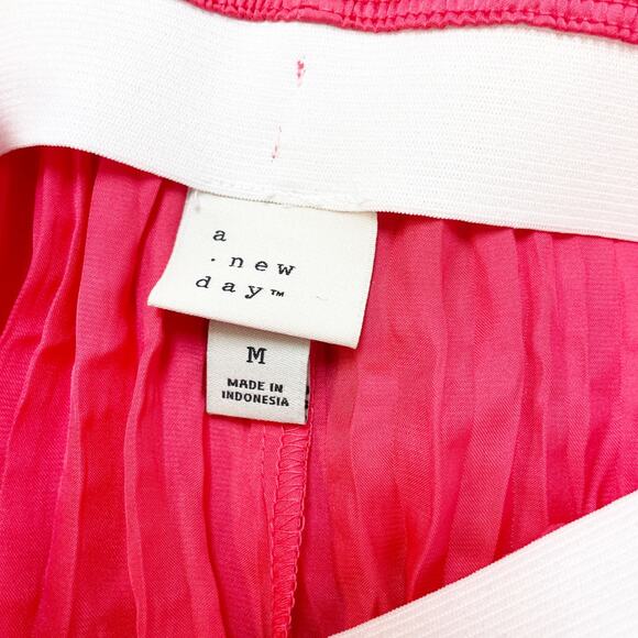 A New Day Women's Textured Crinkle Satin Midi Skirt Coral Pink Size M - Picture 5 of 6